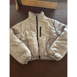 Garage Tan with Black Zipper Cropped Winter Coat Size S